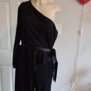 Adrianna Papell One-Shoulder Black Jumpsuit